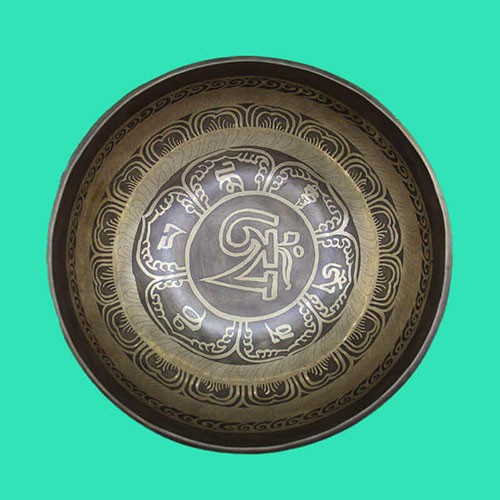 Om Carved Tibetan Singing Bowl