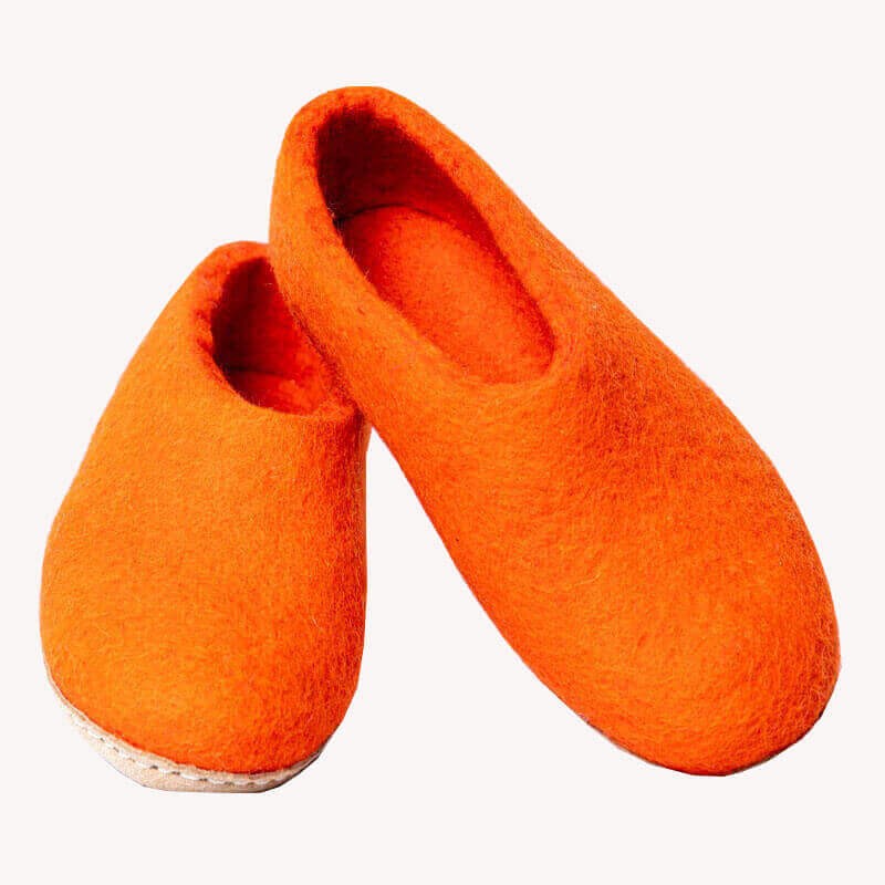 Orange Color Felt Slipper