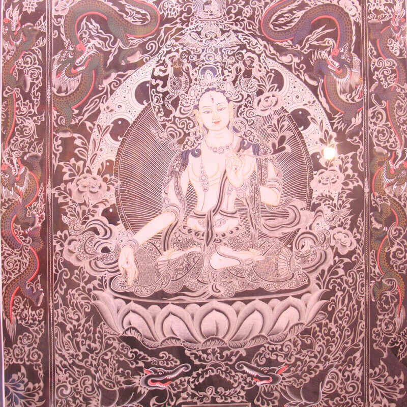 Silver White Tara Thangka Painting
