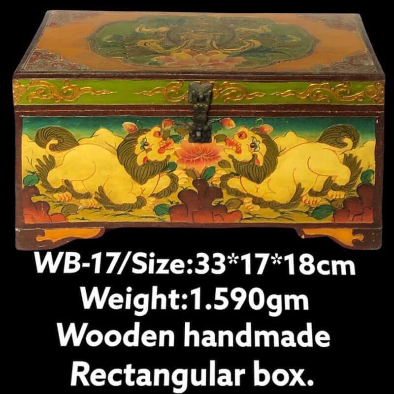 Wooden Painted Lion box