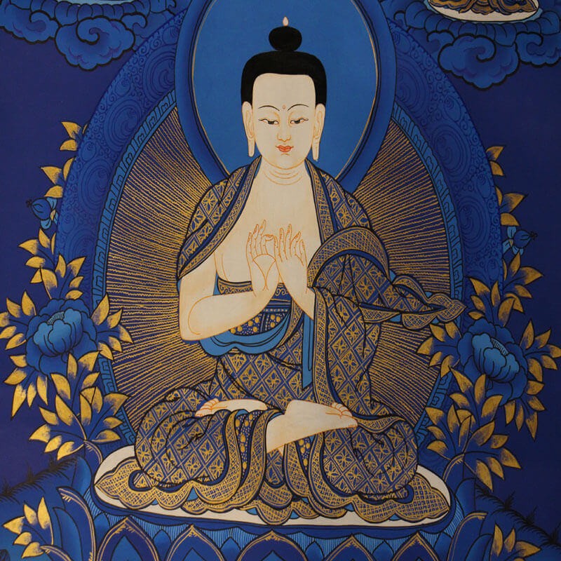 Blue Bless Buddha Thangka Painting