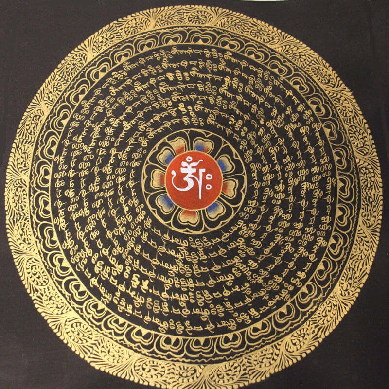 Om With Full Mantras Thangka Painting