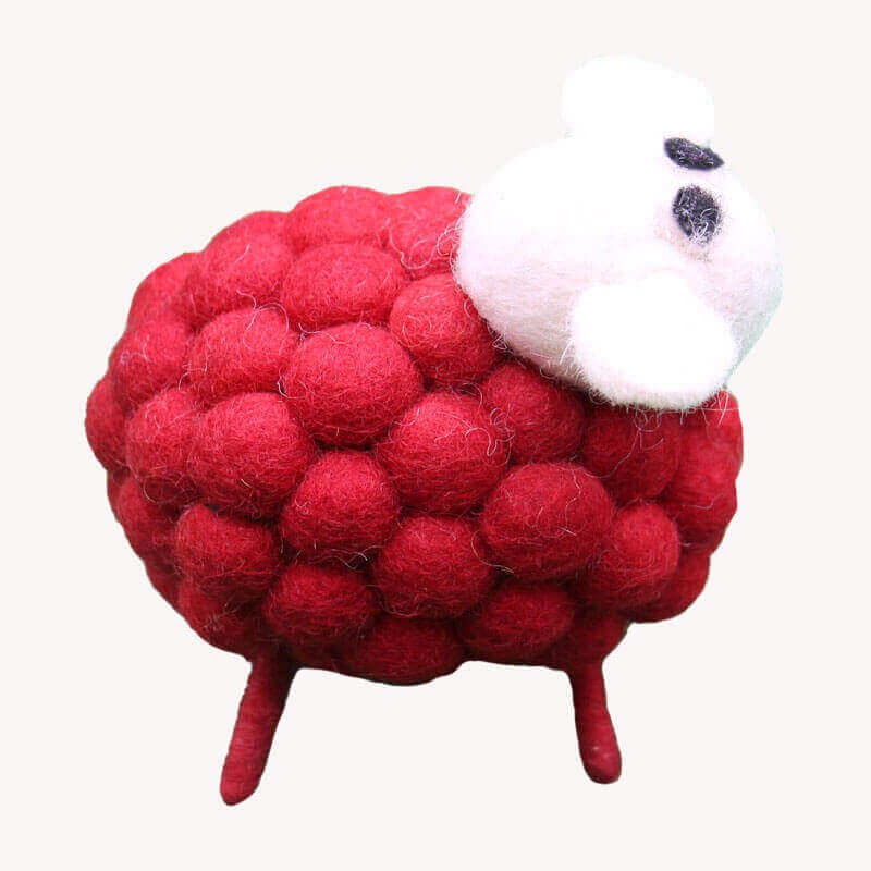 Red Ball Sheep Felt Doll