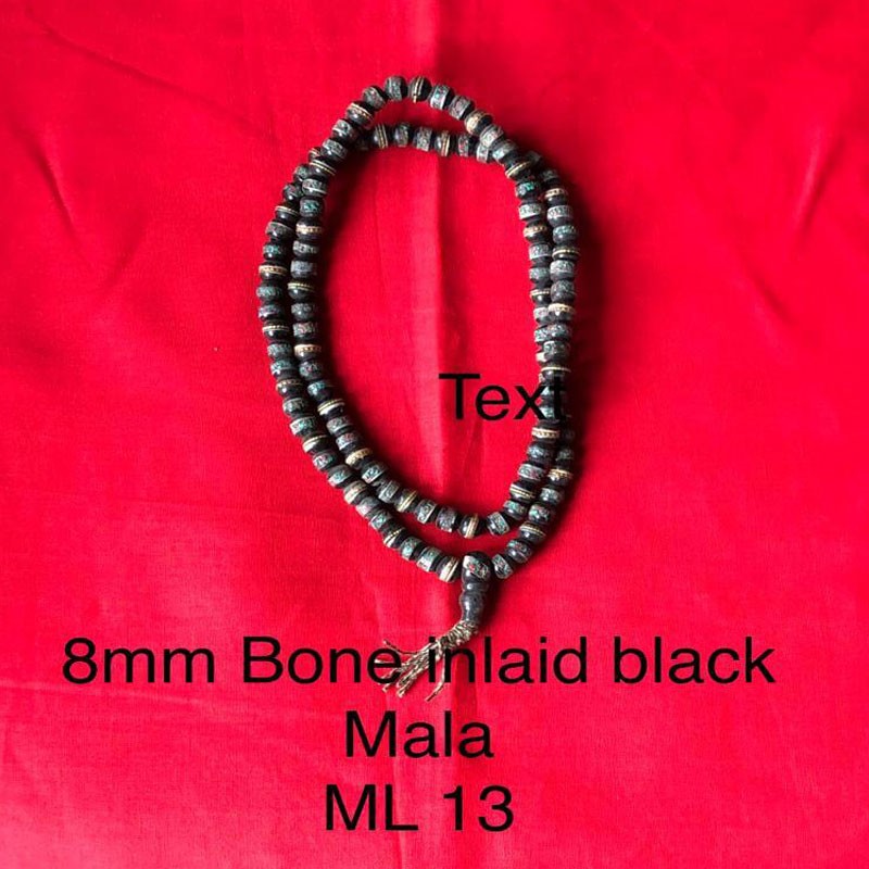 Bone Inlaid Black Mala