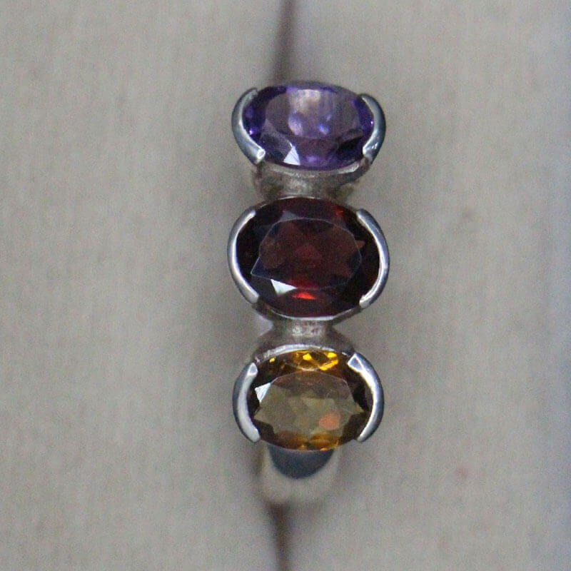 Citrin Garnet Amethyst Ring