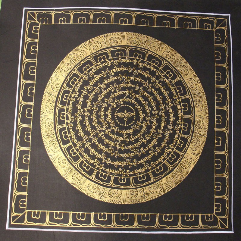 Full Mantra With Buddha Eyes Thangka Painting