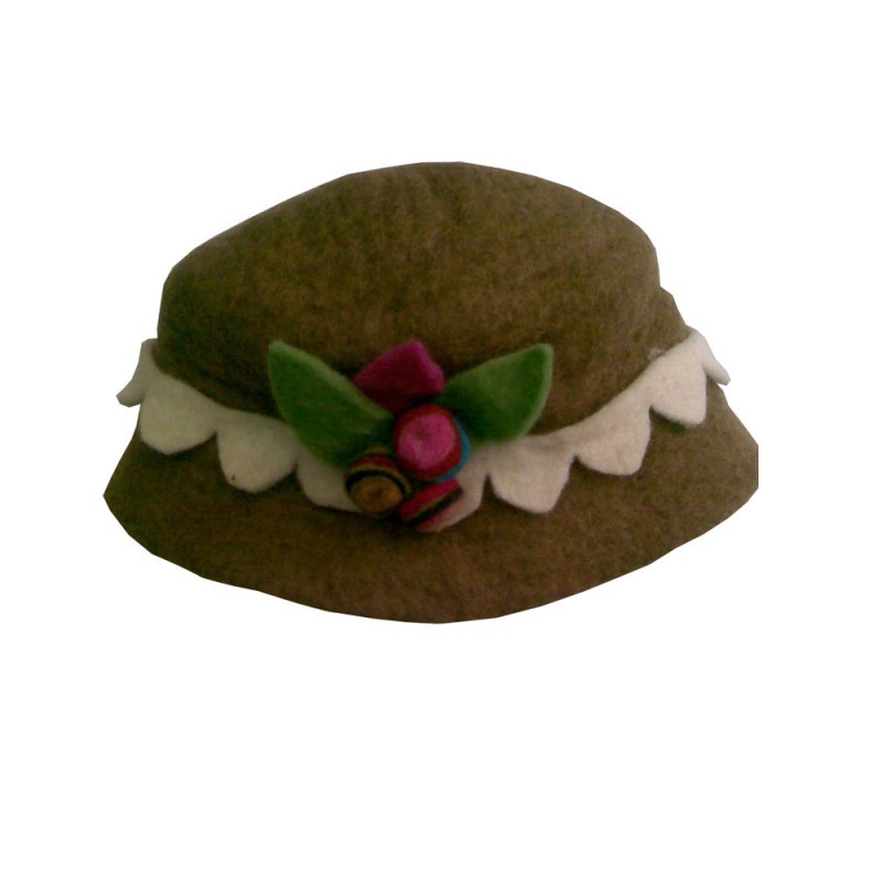 Flowery Brown Felt Hat