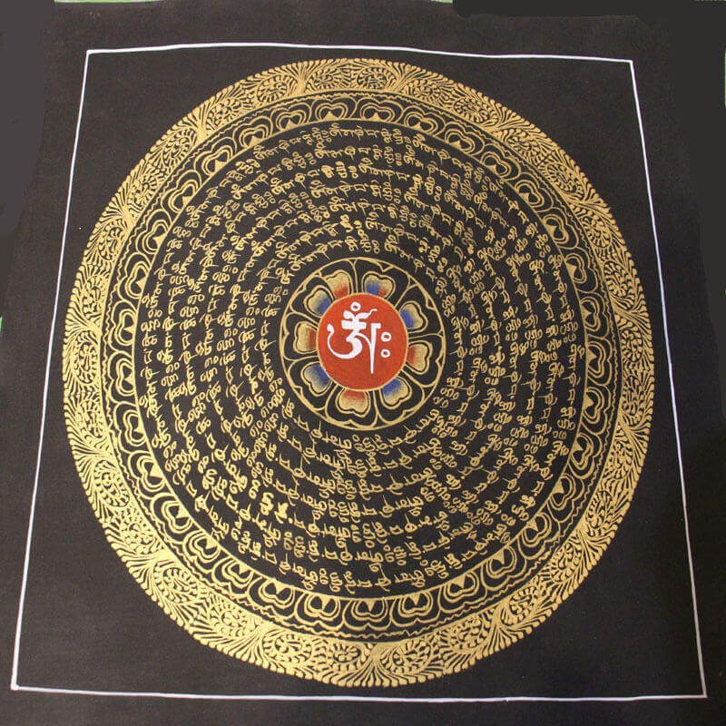 Om With Full Mantras Thangka Painting