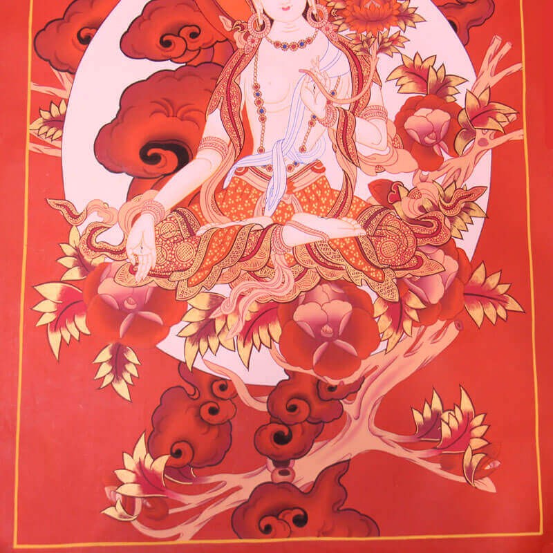 White Tara Handmade Thangka Painting