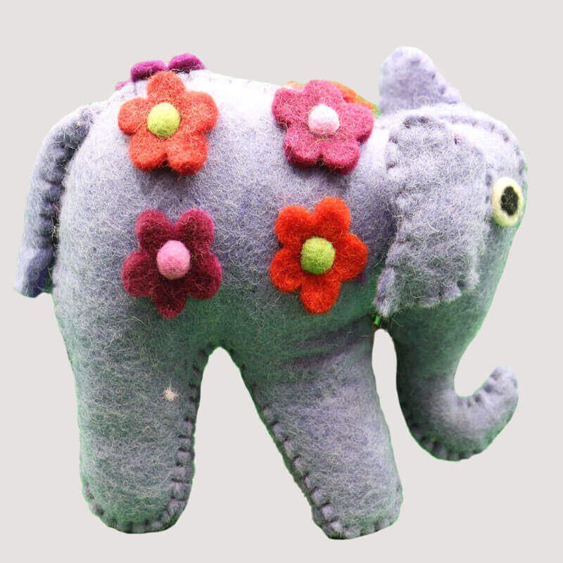 Purple Elephant Felt Doll