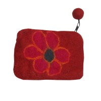 Red Flower Felt Purse