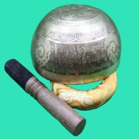 Om Carved Tibetan Singing Bowl