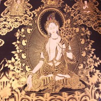 Handmade White Tara Thangka