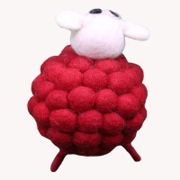 Red Ball Sheep Felt Doll