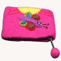 Caterpillar Pink Felt Purse