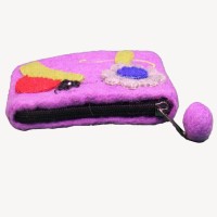 Purple Flowery Felt Purse