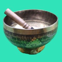 Om With Conch Carved Singing Bowl