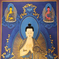 Blue Bless Buddha Thangka Painting