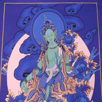Handmade Green Tara Thangka Painting