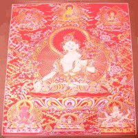 Handmade White Tara Thangka Painting