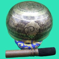 Om With Conch Carved Singing Bowl