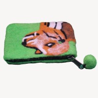 Green Wolf Felt Purse