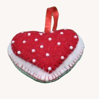 Felt White Red Heart