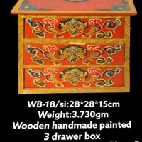 Wooden Handmade Painted 3 Drawer Box
