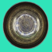 Om With Conch Carved Singing Bowl