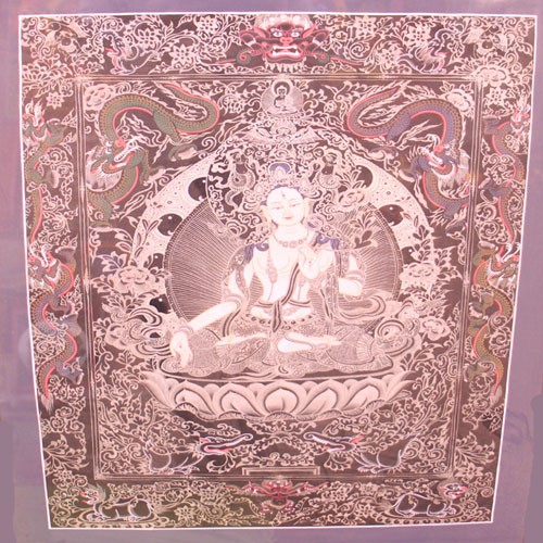 Silver White Tara Thangka Painting