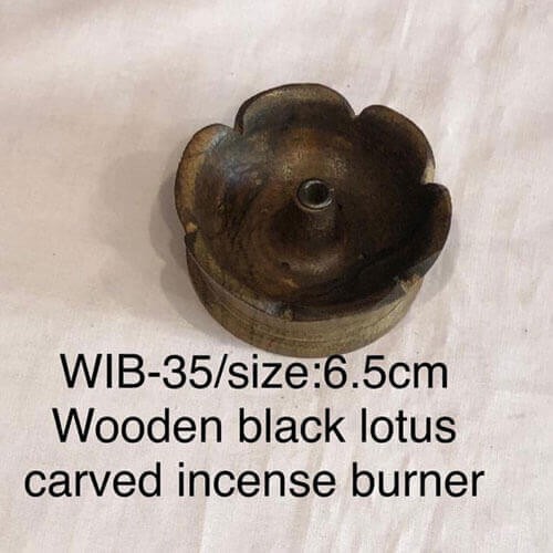 Wooden Black Lotus Carved Incense Burner