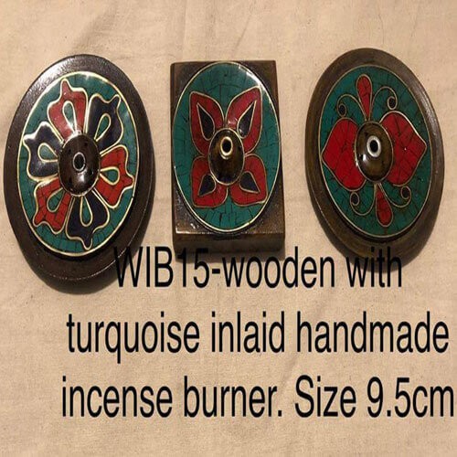 Wooden Turquoise Inlaid Incense Burner